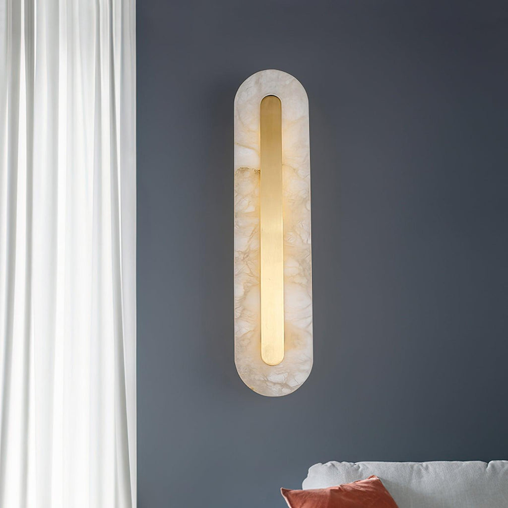 Oval Alabaster Style Wall Light – Integrated LED – Brass