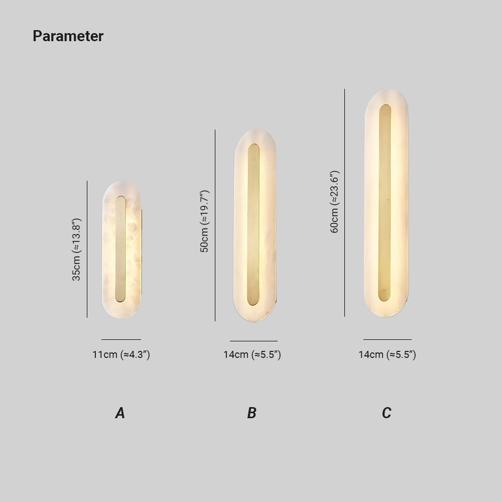 Oval Alabaster Style Wall Light – Integrated LED – Brass