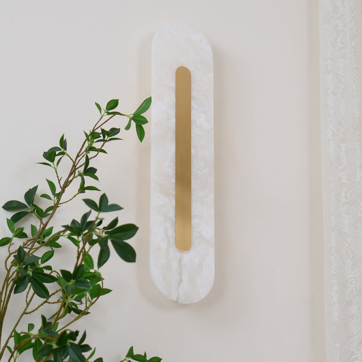 Oval Alabaster Style Wall Light – Integrated LED – Brass