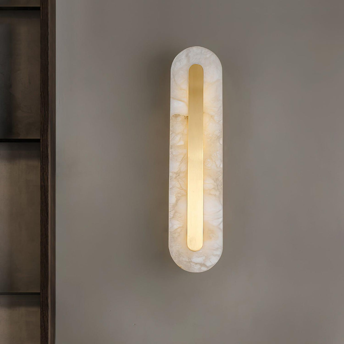 Oval Alabaster Style Wall Light – Integrated LED – Brass