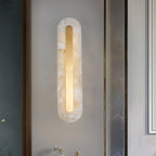 Oval Alabaster Style Wall Light – Integrated LED – Brass