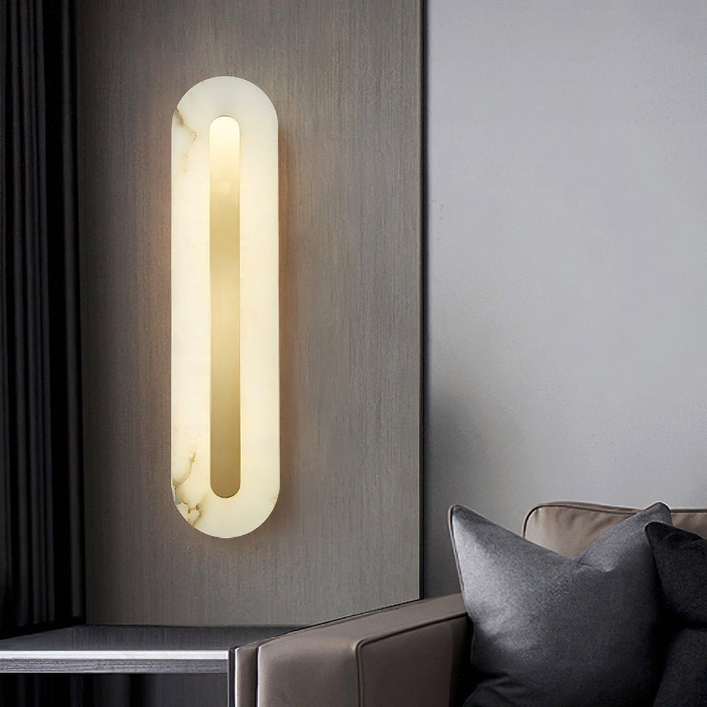 Oval Alabaster Style Wall Light – Integrated LED – Brass