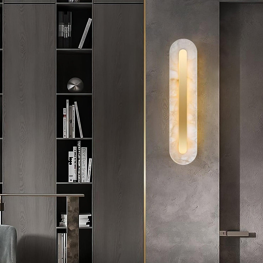 Oval Alabaster Style Wall Light – Integrated LED – Brass