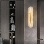 Oval Alabaster Style Wall Light – Integrated LED – Brass