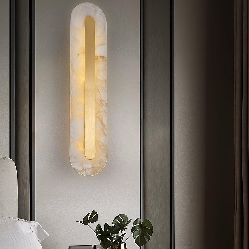 Oval Alabaster Style Wall Light – Integrated LED – Brass
