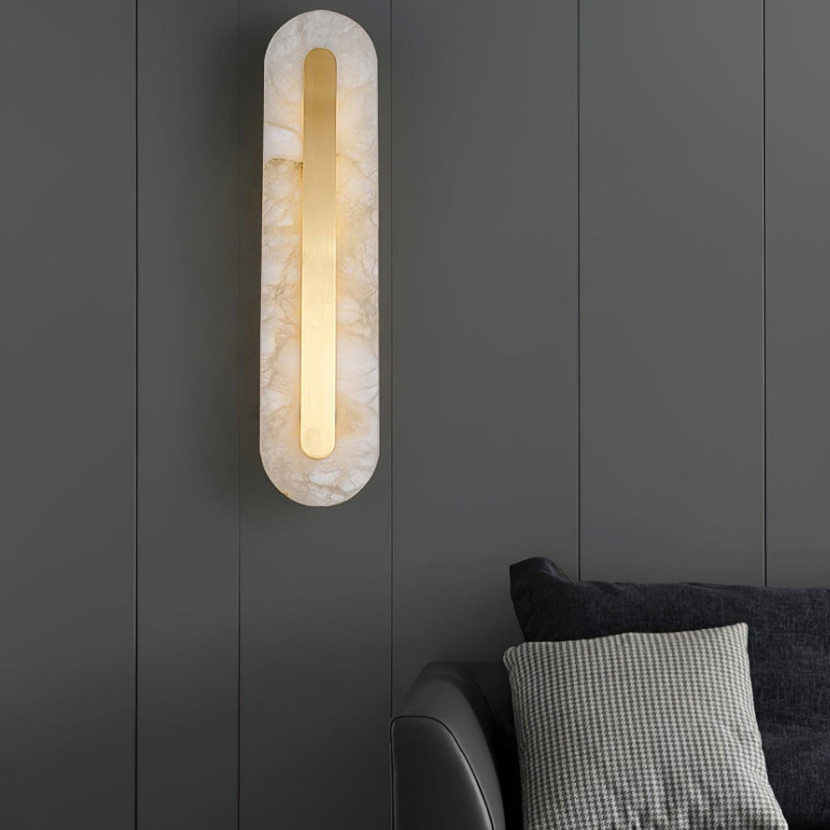 Oval Alabaster Style Wall Light – Integrated LED – Brass