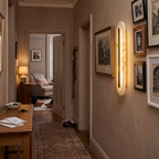 Oval Alabaster Style Wall Light with Brass in hallway - Kristy