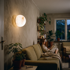 Round Alabaster Wall Light in living room - Kristy