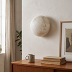 Round Alabaster Wall Light detail in daylight - Kristy