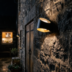 Outdoor Wall Light Small Black detail at night - Ray