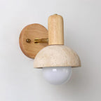 Small Travertine Wall Light – E27 – Travertine, Wood & Glass