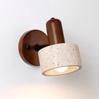 Small Travertine Wall Light – E27 – Travertine, Wood & Glass