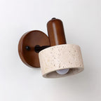 Small Travertine Wall Light – E27 – Travertine, Wood & Glass