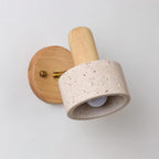 Small Travertine Wall Light – E27 – Travertine, Wood & Glass