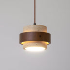 Travertine Pendant Light – E27 – Modern – Travertine & Walnut