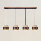 Travertine Pendant Light – E27 – Modern – Travertine & Walnut
