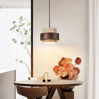 Travertine Pendant Light – E27 – Modern – Travertine & Walnut