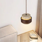 Travertine Pendant Light – E27 – Modern – Travertine & Walnut
