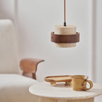 Travertine Pendant Light – E27 – Modern – Travertine & Walnut