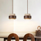 Travertine Pendant Light – E27 – Modern – Travertine & Walnut