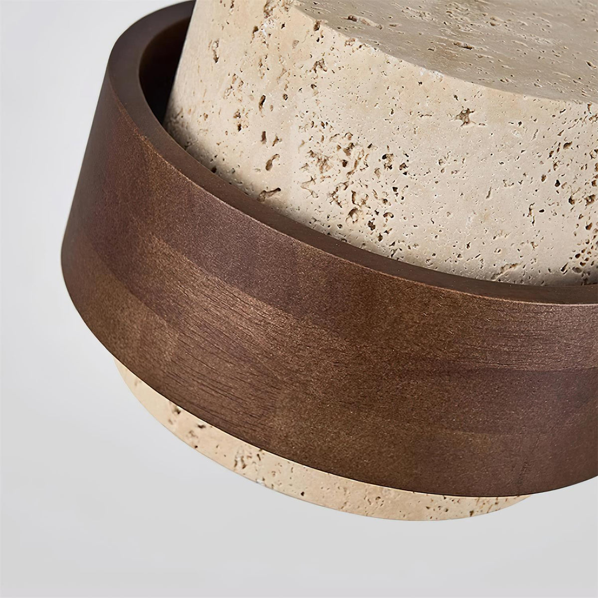 Travertine Pendant Light – E27 – Modern – Travertine & Walnut