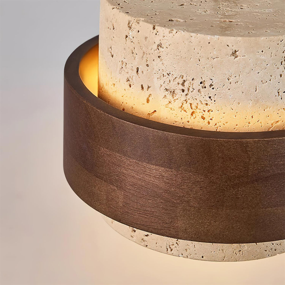 Travertine Pendant Light – E27 – Modern – Travertine & Walnut