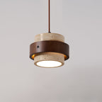 Travertine Pendant Light – E27 – Modern – Travertine & Walnut