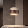Travertine Pendant Light – E27 – Modern – Travertine & Walnut