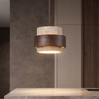 Travertine Pendant Light – E27 – Modern – Travertine & Walnut