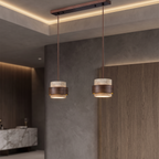 Travertine Pendant Light – E27 – Modern – Travertine & Walnut