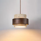 Travertine Pendant Light – E27 – Modern – Travertine & Walnut