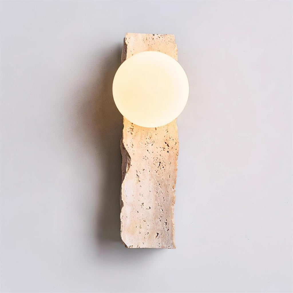 Travertine Wall Light – E27 – Japandi – Travertine & Glass