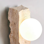 Travertine Wall Light – E27 – Japandi – Travertine & Glass