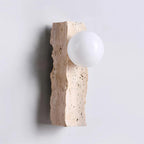 Travertine Wall Light – E27 – Japandi – Travertine & Glass