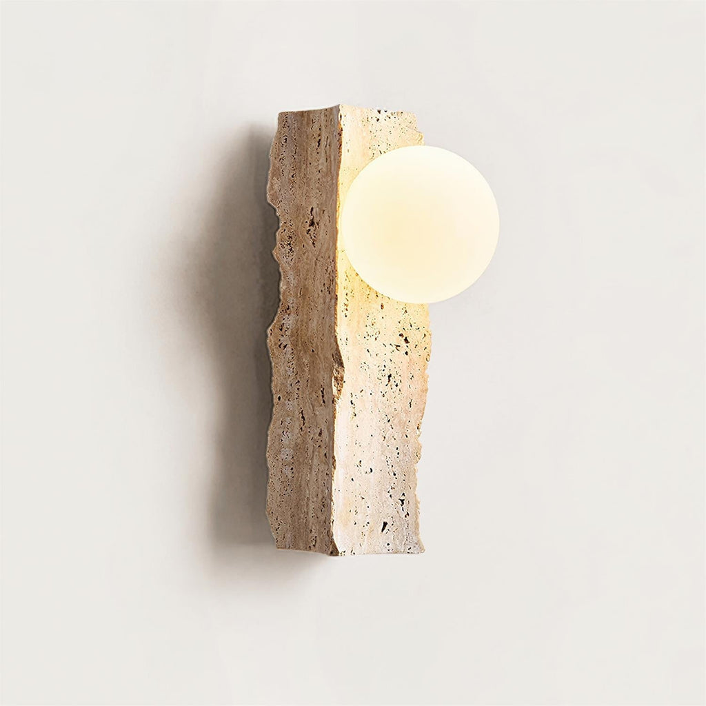 Travertine Wall Light – E27 – Japandi – Travertine & Glass