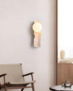 Travertine Wall Light – E27 – Japandi – Travertine & Glass