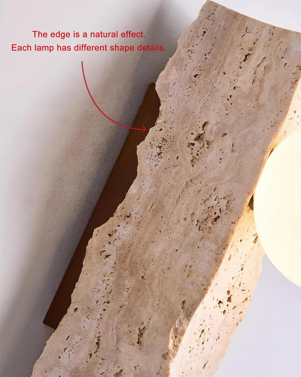 Travertine Wall Light – E27 – Japandi – Travertine & Glass