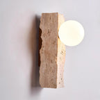 Travertine Wall Light – E27 – Japandi – Travertine & Glass