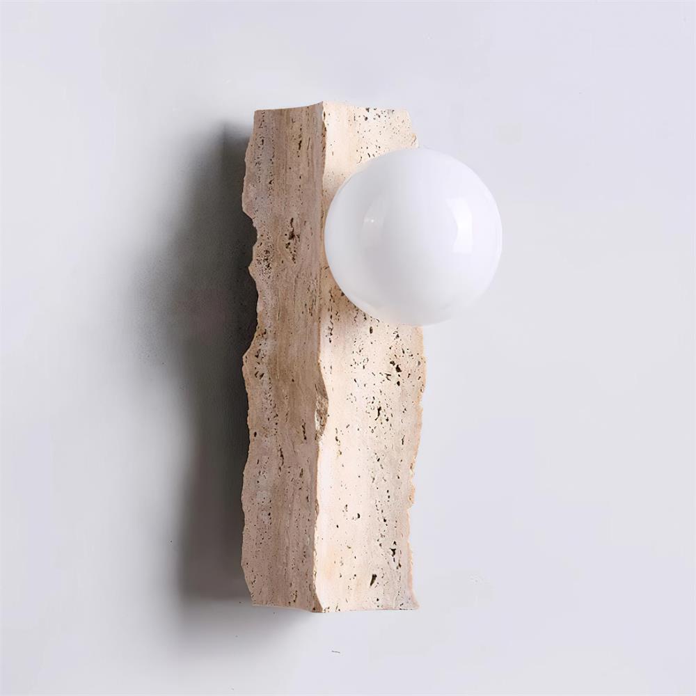 Travertine Wall Light – E27 – Japandi – Travertine & Glass