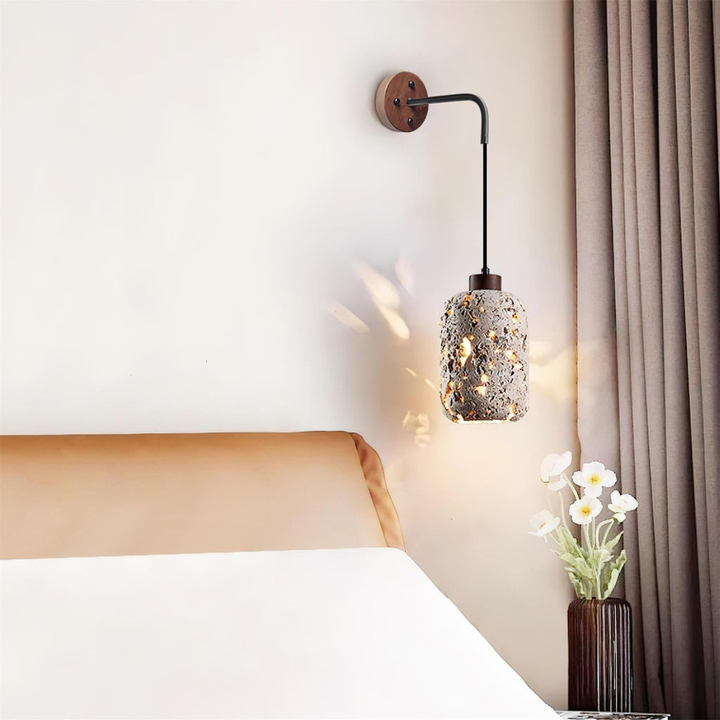 Travertine Wall Light – E27 – Rustic – Travertine & Walnut Wood