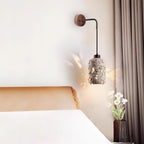 Travertine Wall Light – E27 – Rustic – Travertine & Walnut Wood