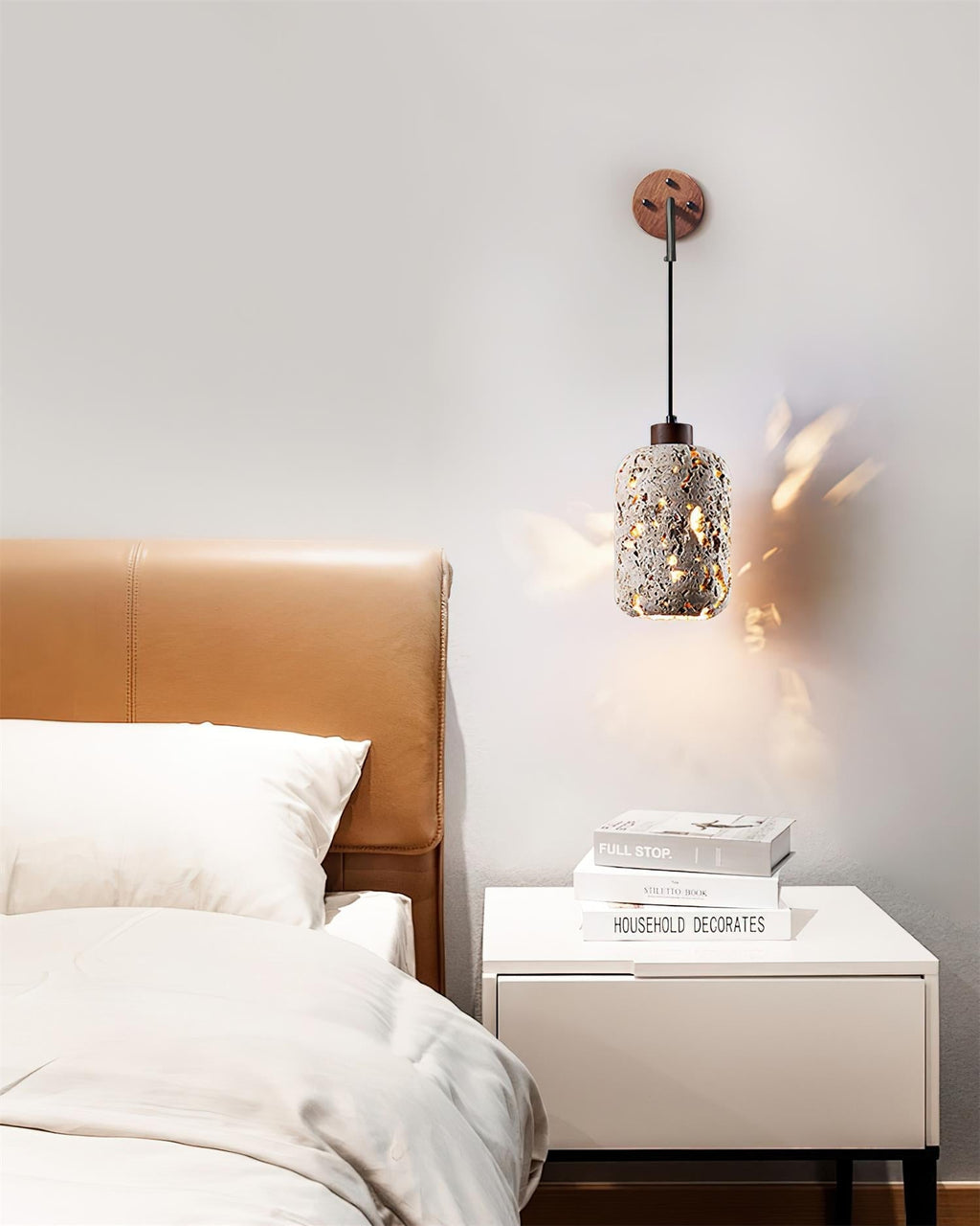 Travertine Wall Light – E27 – Rustic – Travertine & Walnut Wood
