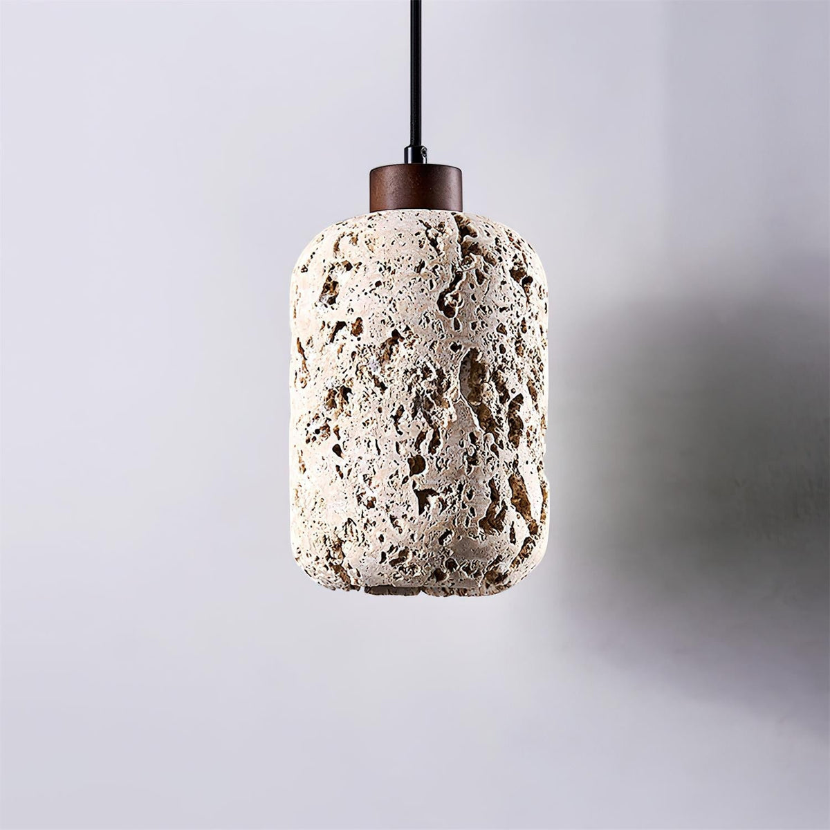 Travertine Wall Light – E27 – Rustic – Travertine & Walnut Wood