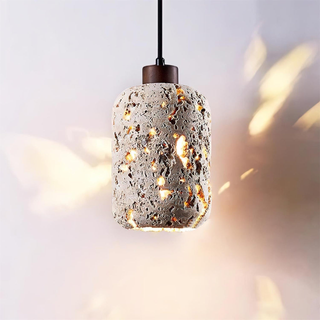 Travertine Wall Light – E27 – Rustic – Travertine & Walnut Wood