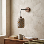 Travertine Wall Light Rustic detail in daylight - Fynel