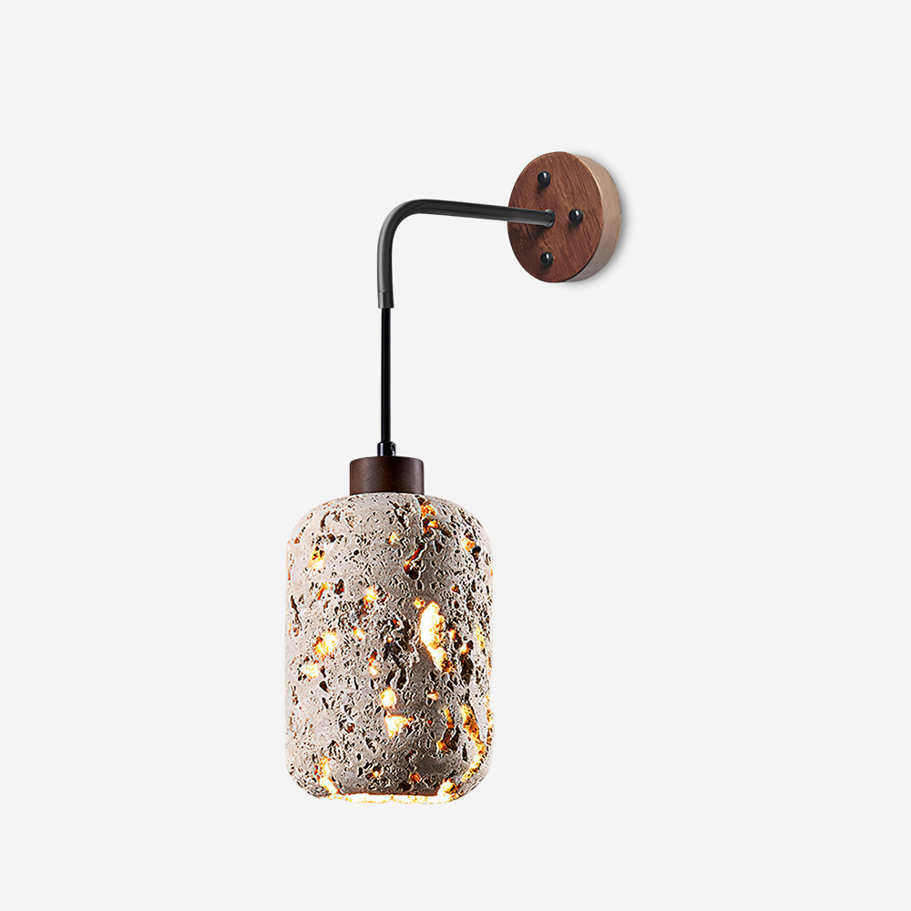 Travertine Wall Light – E27 – Rustic – Travertine & Walnut Wood