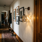 Travertine Wall Light Rustic in hallway - Fynel