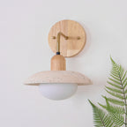 Travertine Wall Light – G9 – Mid Century – Travertine & Wood