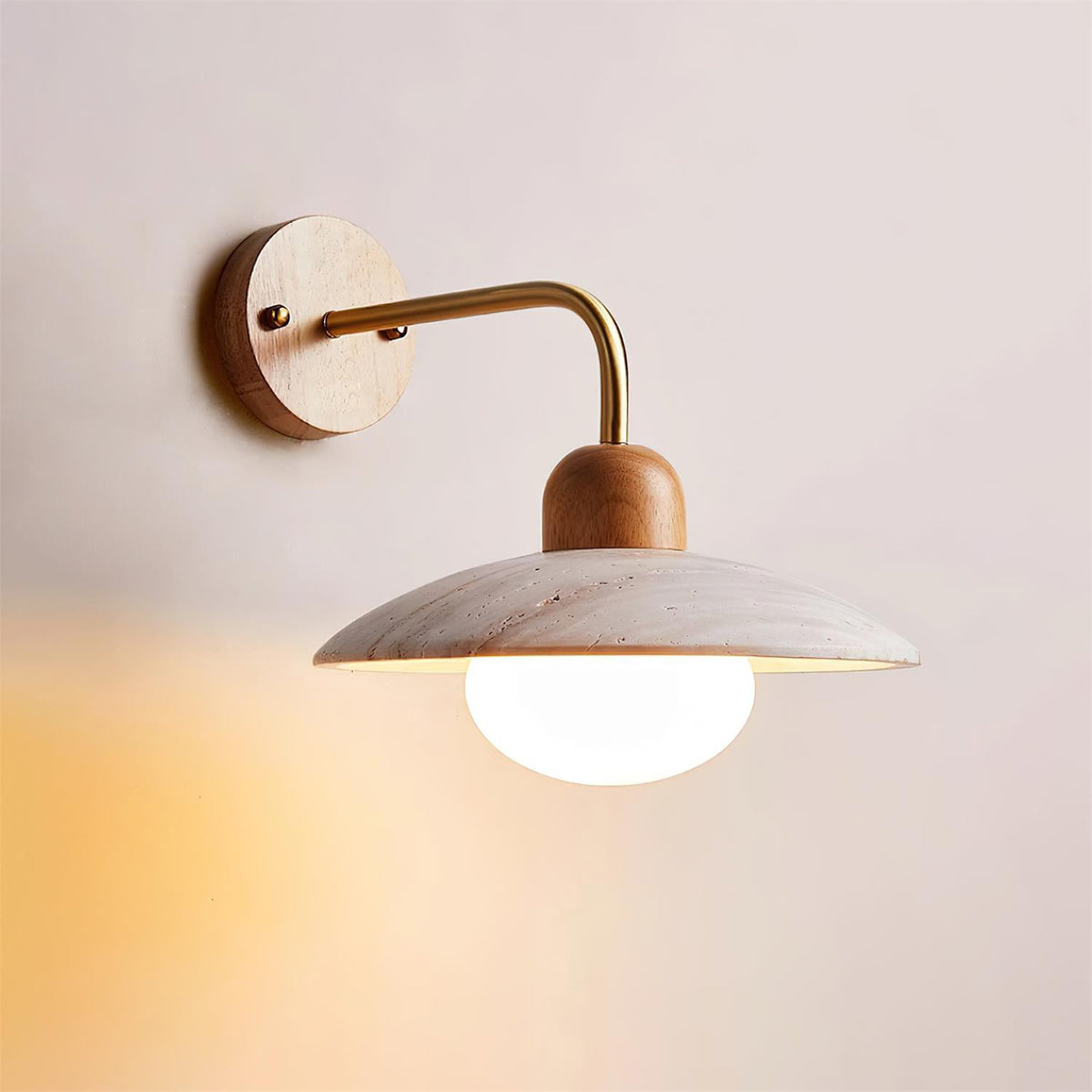 Travertine Wall Light – G9 – Mid Century – Travertine & Wood