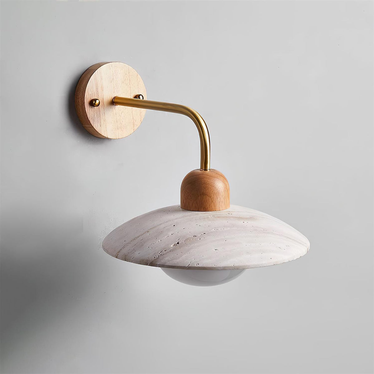 Travertine Wall Light – G9 – Mid Century – Travertine & Wood